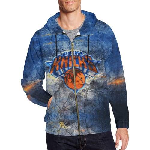 Basketball New York Knicks Hoodies - Zip Up Blue Hoodie