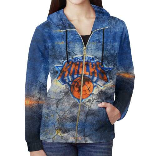 Basketball New York Knicks Hoodies - Zip Up Blue Hoodie