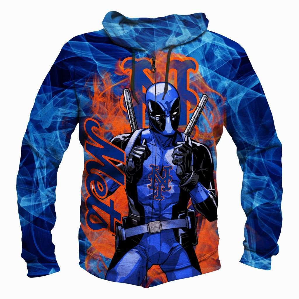 New York Mets/Deadpool - 3D Hoodie, Zip-Up, Sweatshirt, T-Shirt