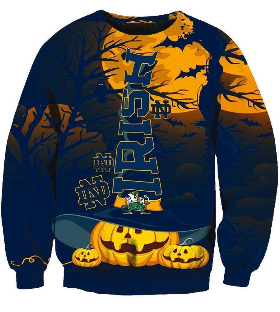 Notre Dame Fighting Irish/Pumpkin Night  - 3D Hoodie, Zip-Up, Sweatshirt, T-Shirt