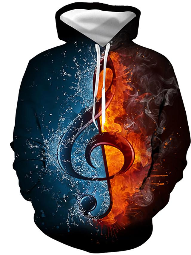 Men&#39;s Hoodie Geometric Color Block 3D Hooded Basic Music Pullover