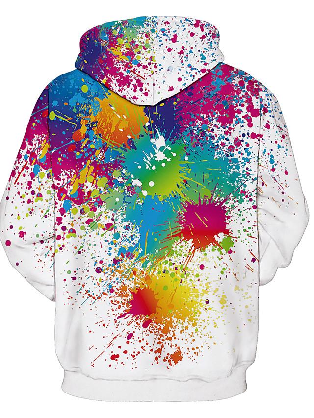 3D Printed Tie Dye Rainbow Art Hoodie - Hooded Casual Basic Club Pullover