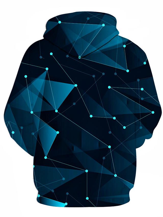 3D Printed Geometric Hoodie - Hooded Basic Pullover