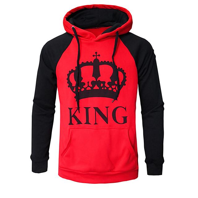 Men's Cartoon Crown Hoodie - Hooded Casual Street Chic Pullover