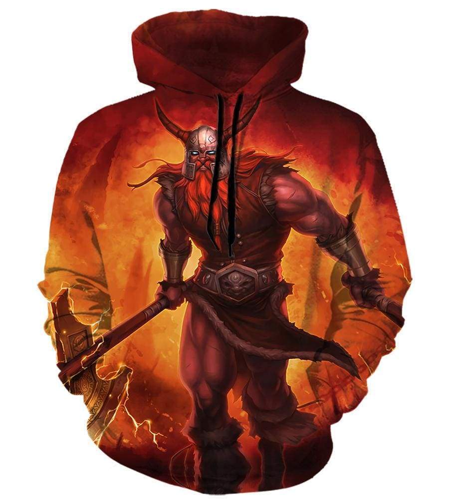 League Of Legend Olaf Hoodies -  Pullover Red Hoodie