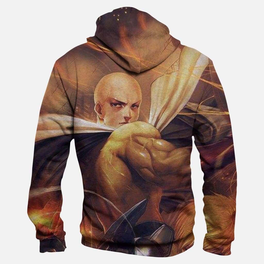 One Punch Man Hoodies - Zip Up Fighting Yellow Hoodie