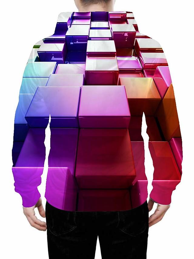 Men's Geometric 3D Print Hooded Casual Basic Rainbow Hoodie
