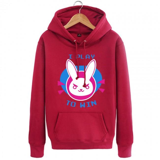 Overwatch D.va I Play to Win Hoodies - Pullover Red Hoodie