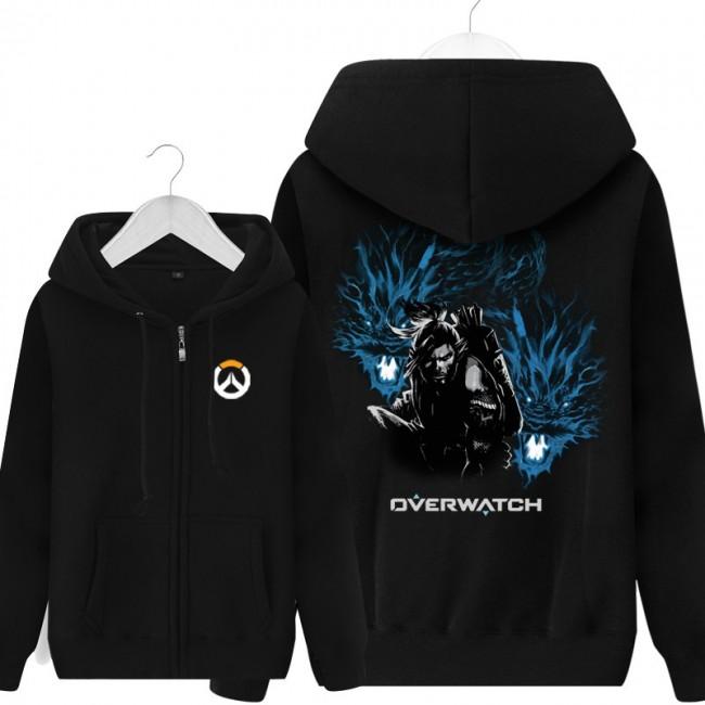 Overwatch Hanzo Hoodies - Zip Up Black Hoodie