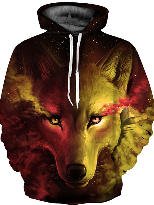 3D Printed Wolves Hoodie - Casual Hooded Animal Pullover