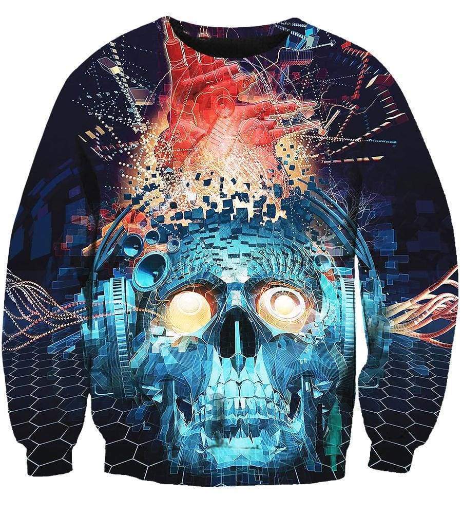 Funny Papa Roach Sweatshirts - The Blue Skull 3D Sweatshirt