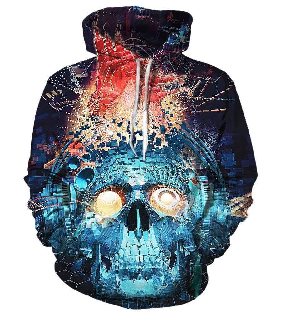 Funny Papa Roach Hoodies - Pullover The Blue Skull 3D Hoodie