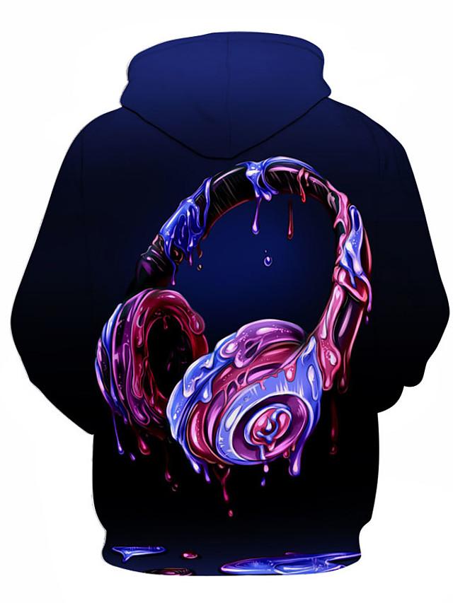 Men's Geometric 3D Printed Hooded Pullover - Casual Hoodie