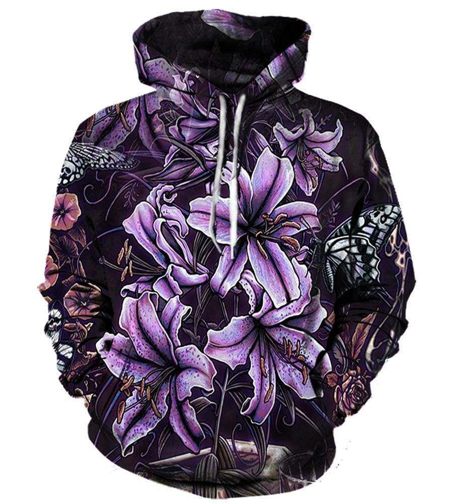 Funny Pop Evil Hoodies - Zip Up Blooming violet Deep Purple 3D Hoodie