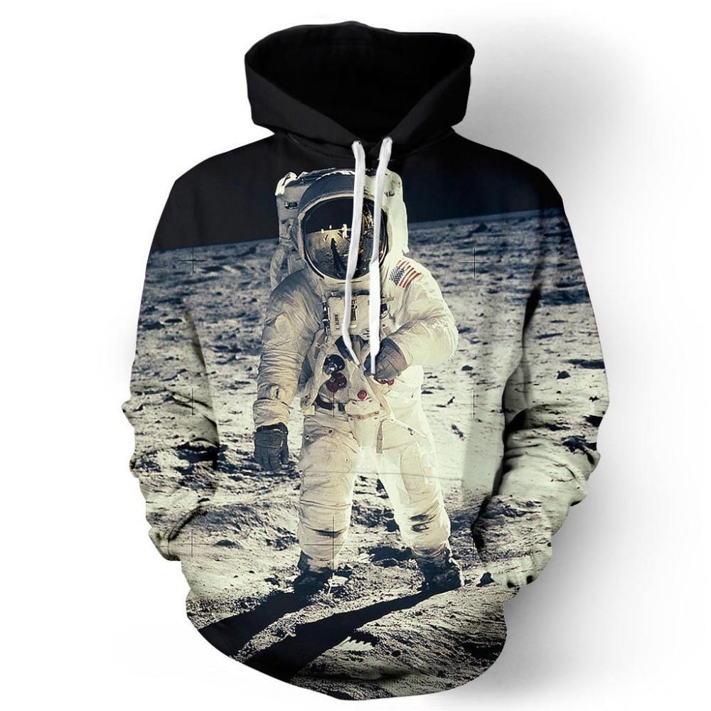 New Unisex Fashion Astronaut Moon Landing 3D Print Hoodies Pullover Sweatshirt