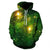 Green Nebula Cluster Space Galaxy 3D Unisex Pocket Hoodie