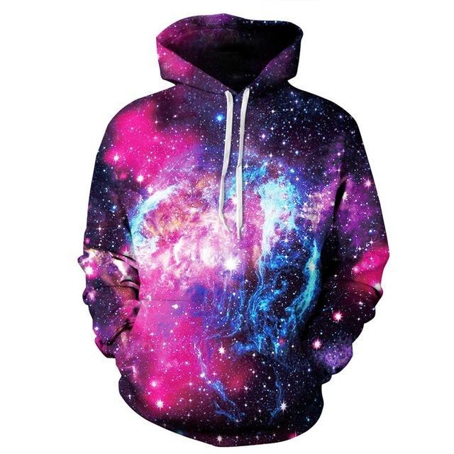 Bright Nebula Space Galaxy 3D Unisex Pocket Hoodie