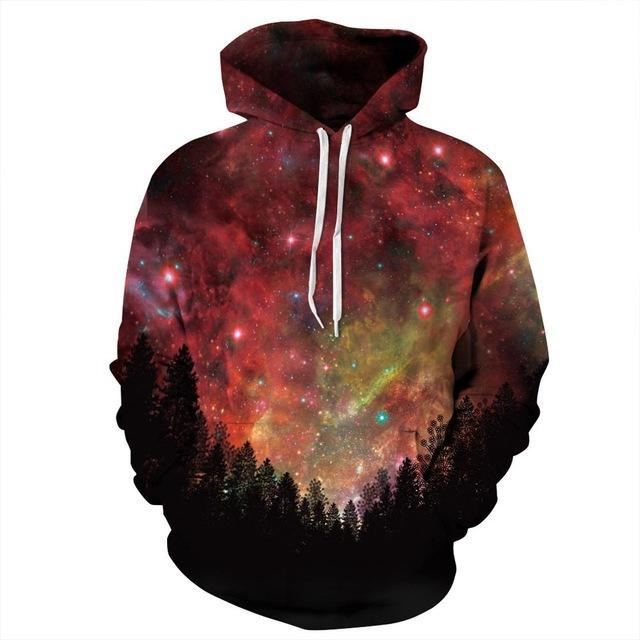 Fiery Galactic Space 3D Unisex Pocket Hoodie