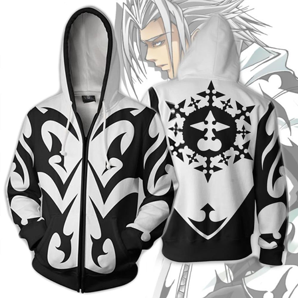 Kingdom Hearts Xemnas Hoodies -  Zip Up Black-white Hoodie