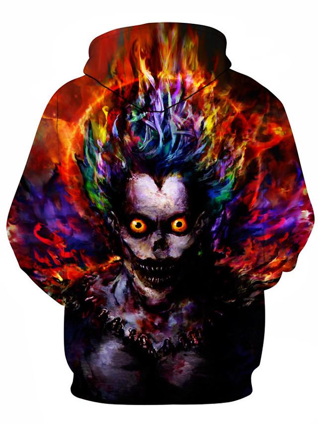 3D Printed Hooded Joker Crown Work Casual Loose Rainbow Hoodie
