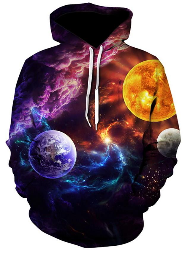 3D Printed Space Galaxy Hoodie - Hooded Basic Pullover