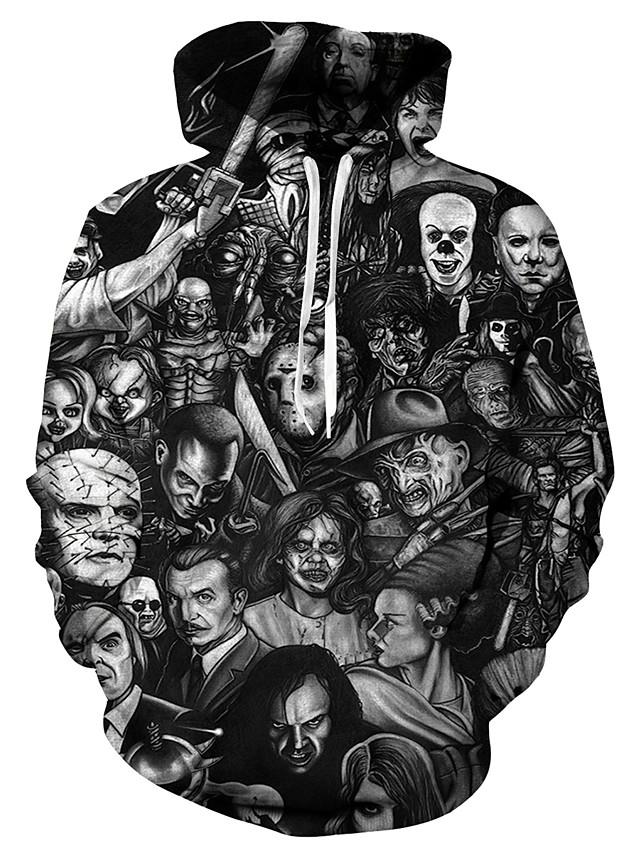 3D Printed Skull Portrait Casual Hoodie - Basic Hooded Pullover