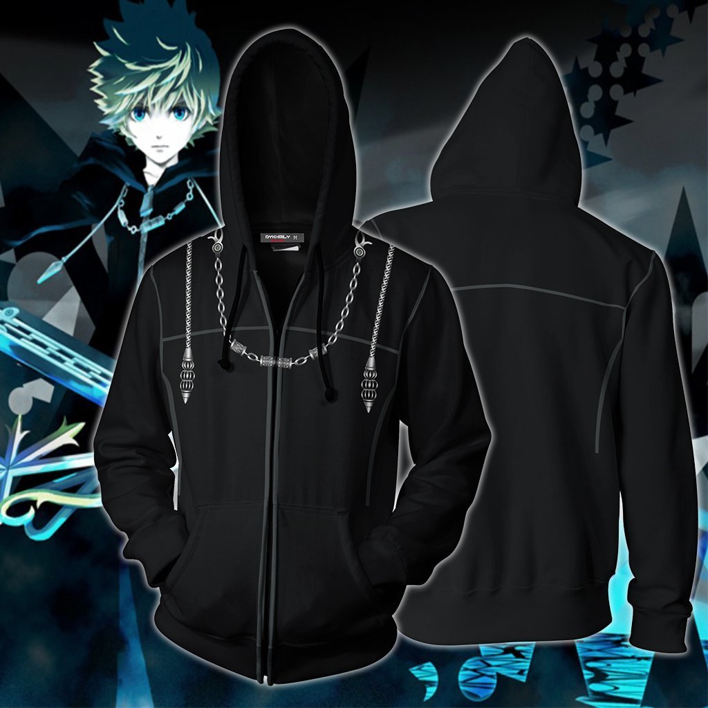 Kingdom Hearts III Roxas Hoodies - Zip Up Cosplay Hoodie