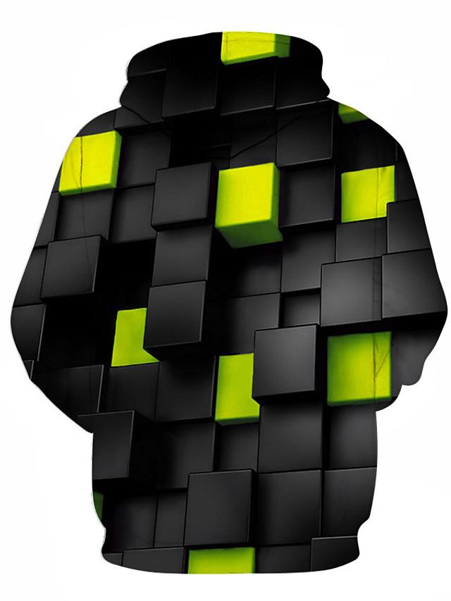 3D Printed Color Block Hoodie - Hooded Basic Pullover