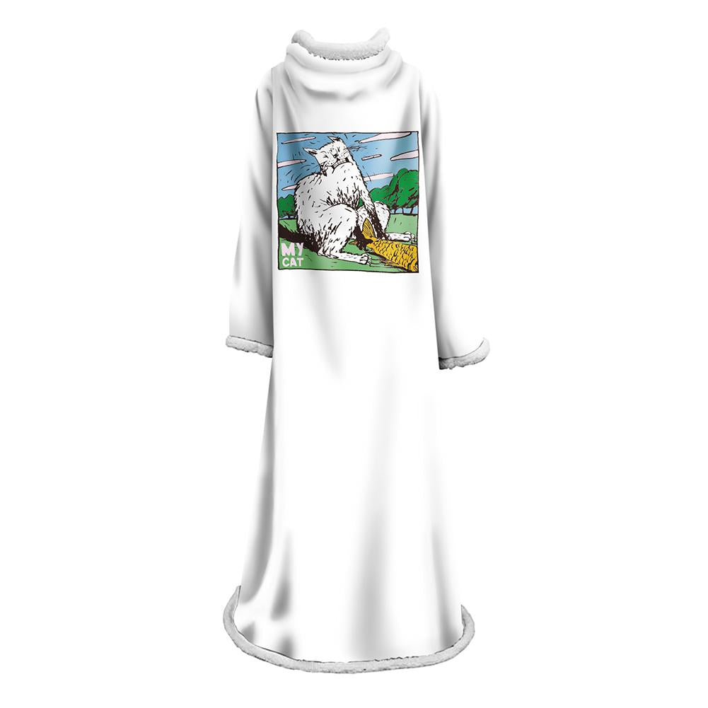 3D Digital Printed Blanket With Sleeves-Horror Cat Blanket Robe