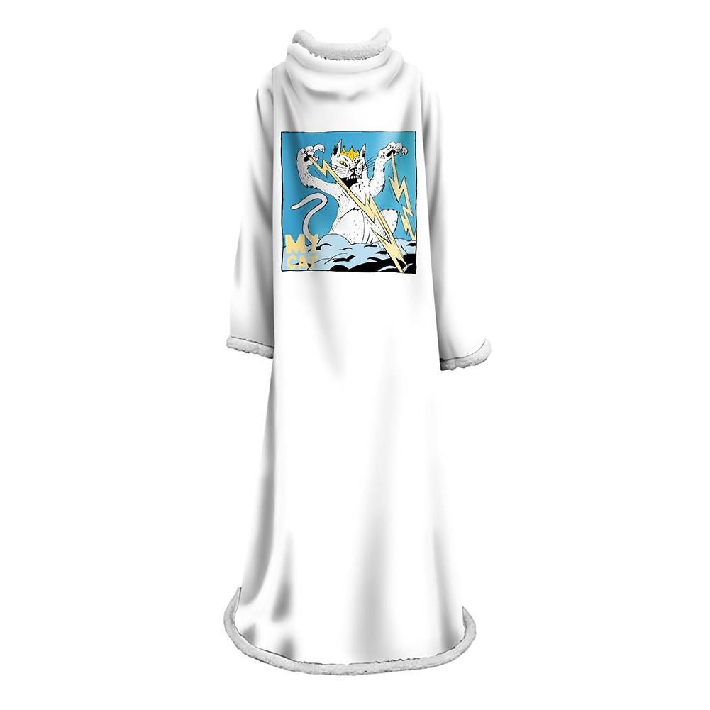 3D Digital Printed Blanket With Sleeves-Horror Cat Blanket Robe
