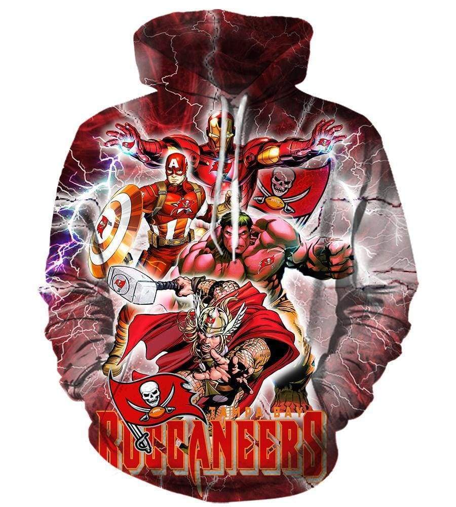 Tampa Bay Buccaneers - The Avengers - 3D Hoodie, Zip-Up, Sweatshirt, T-Shirt