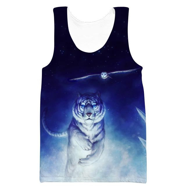 Tiger Hoodies - Space  and Owl Printed Pullover Hoodie