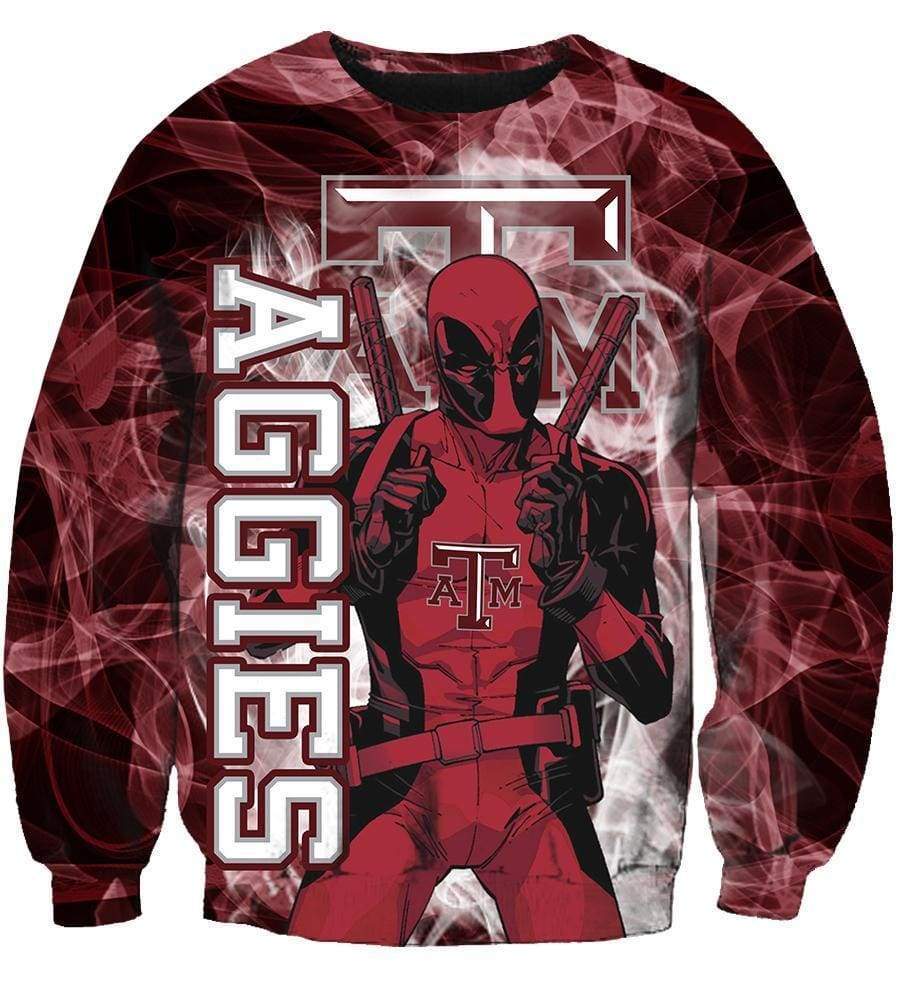 Texas A&M Aggies/Deadpool- 3D Hoodie, Zip-Up, Sweatshirt, T-Shirt