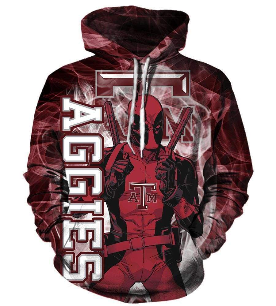 Texas A&M Aggies/Deadpool- 3D Hoodie, Zip-Up, Sweatshirt, T-Shirt