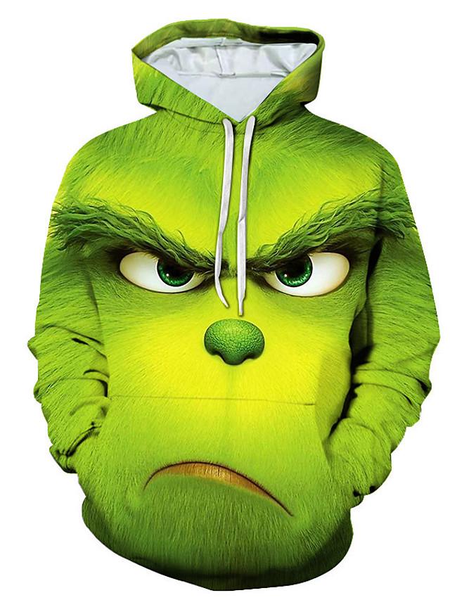 3D Printed Cartoon Movie Animal Hoodie - Hooded Basic Green Pullover