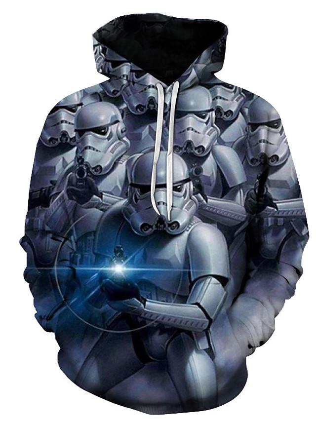 Men's Geometric 3D Printed Hooded Casual Pullover Hoodie