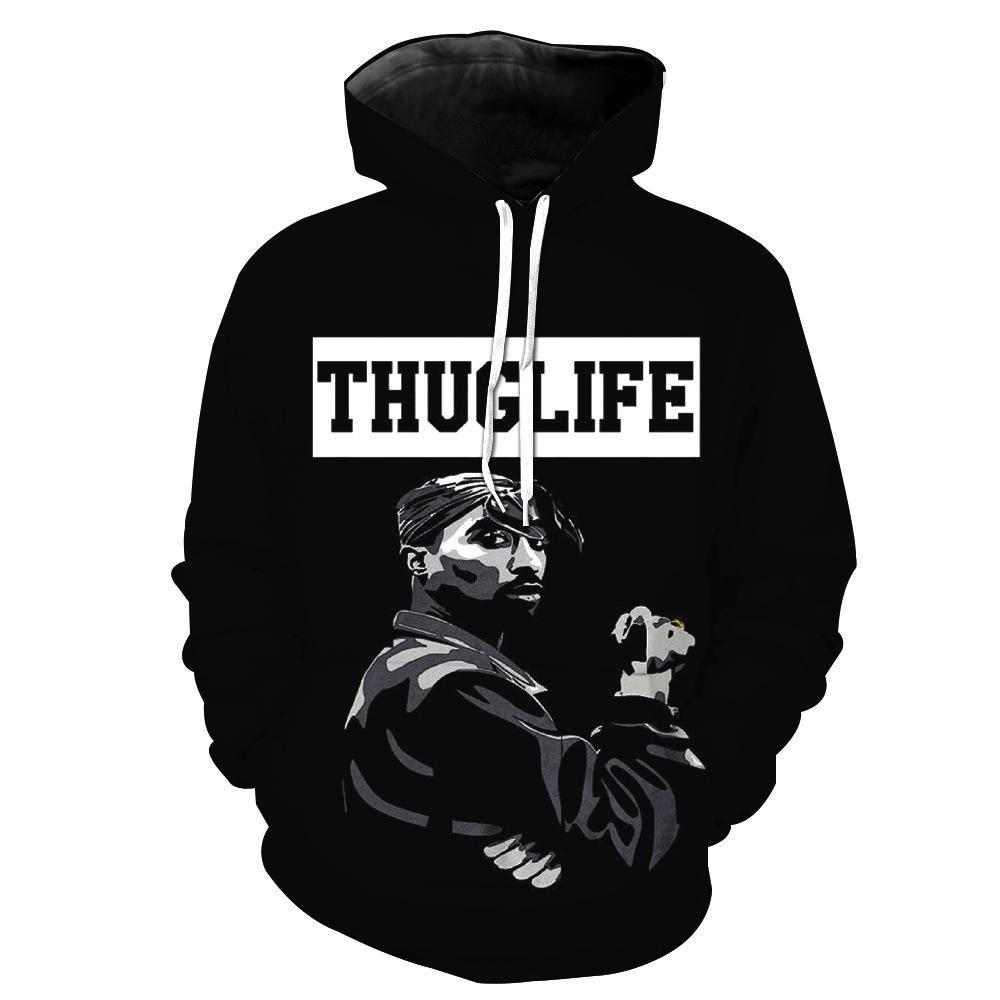 2Pac Tupac Thug Life Hoodies - Character Pullover Black Hoodie