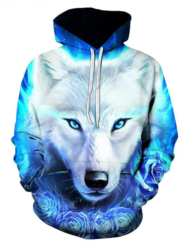 3D Printed Wolf Hoodie - Hooded Basic Pullover