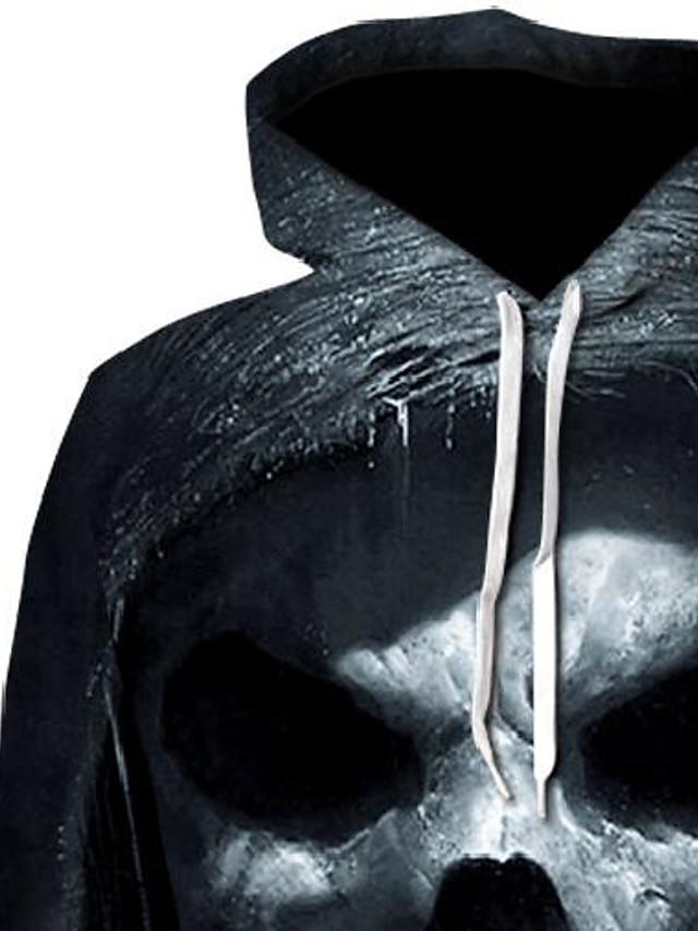 3D Printed Skull Geometric Hooded Casual Pullover Hoodie