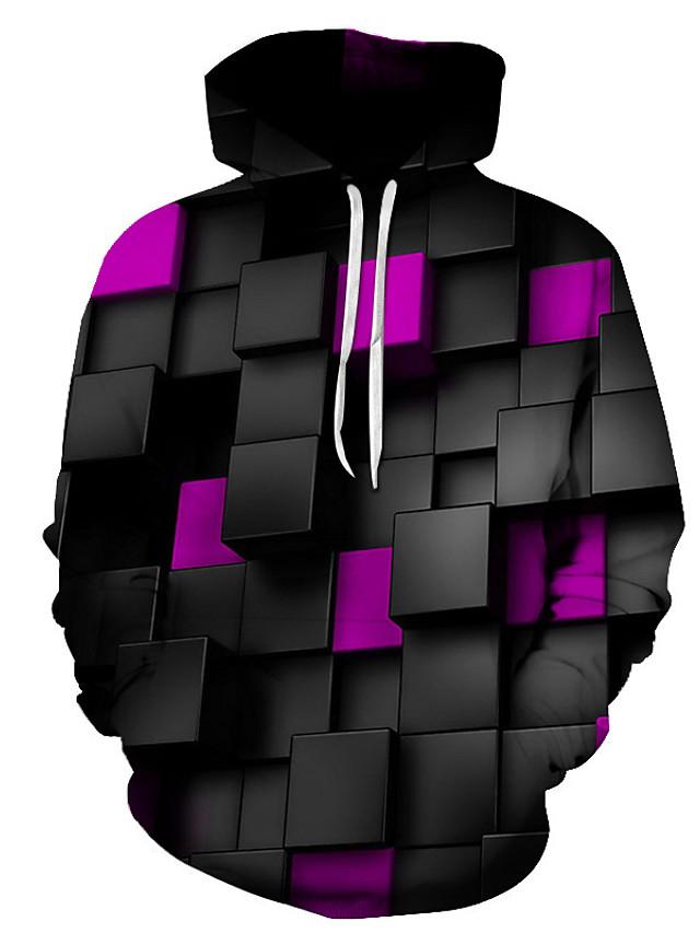 3D Printed Color Block Hoodie - Hooded Basic Pullover