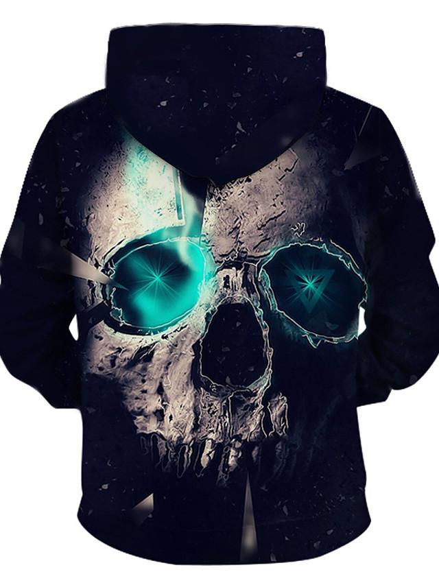 Geometric Hoodie 3D Printed Skull Hooded Basic Pullover