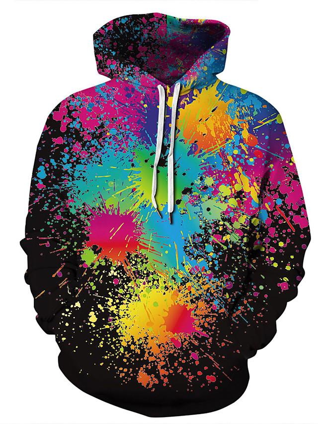 3D Printed Tie Dye Rainbow Art Hoodie - Hooded Casual Basic Club Pullover