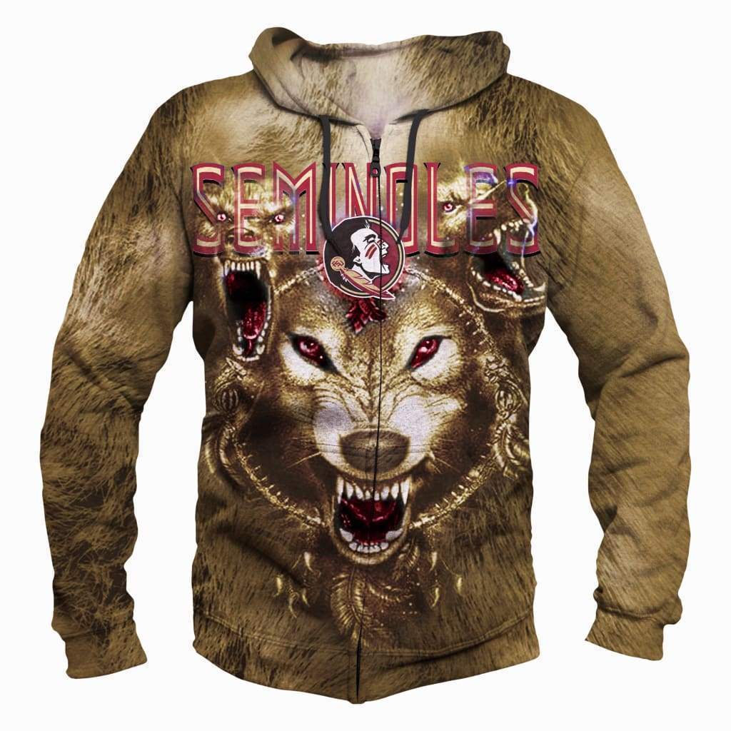 Wolf/Florida State Seminoles - 3D Hoodie, Zip-Up, Sweatshirt, T-Shirt