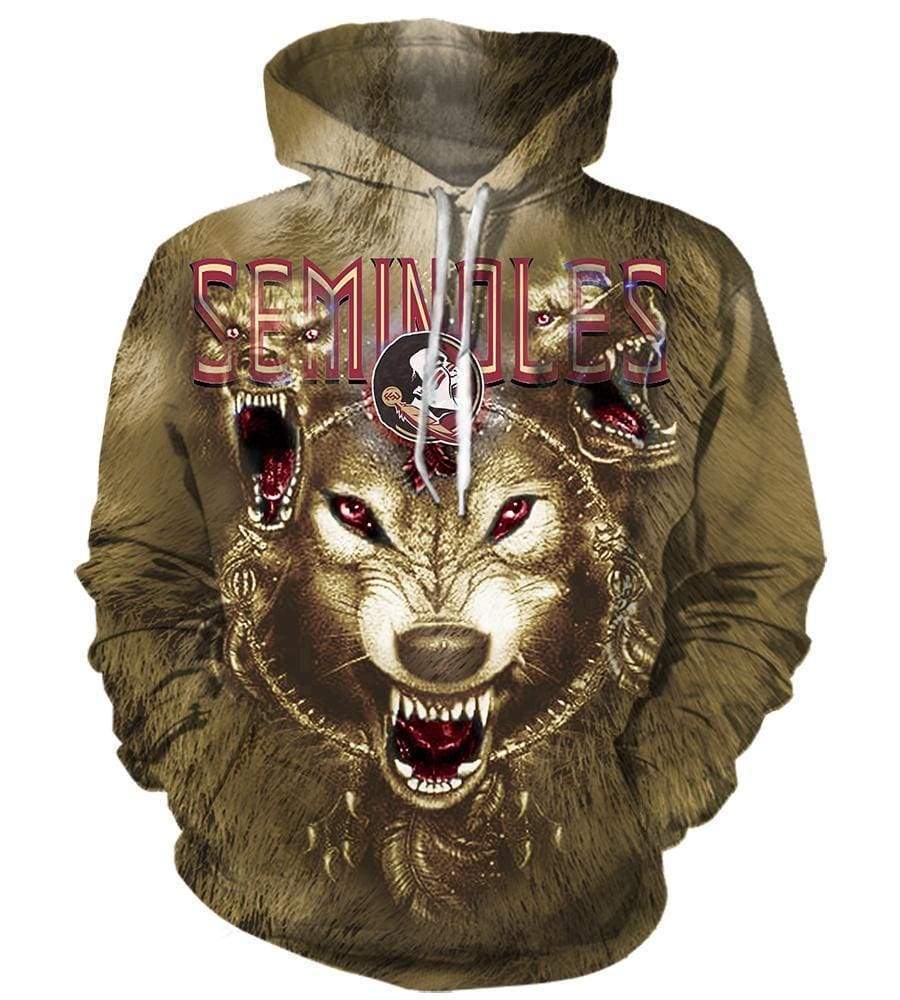 Wolf/Florida State Seminoles - 3D Hoodie, Zip-Up, Sweatshirt, T-Shirt