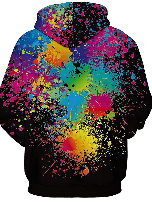 3D Printed Tie Dye Rainbow Art Hoodie - Hooded Casual Basic Club Pullover