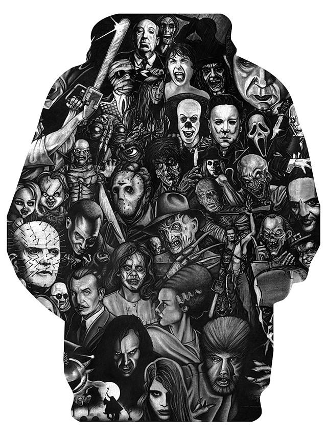 3D Printed Skull Portrait Casual Hoodie - Basic Hooded Pullover