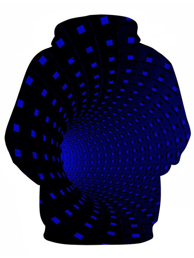 3D Printed Geometric Color Block Hoodie - Hooded Casual Basic Pullover