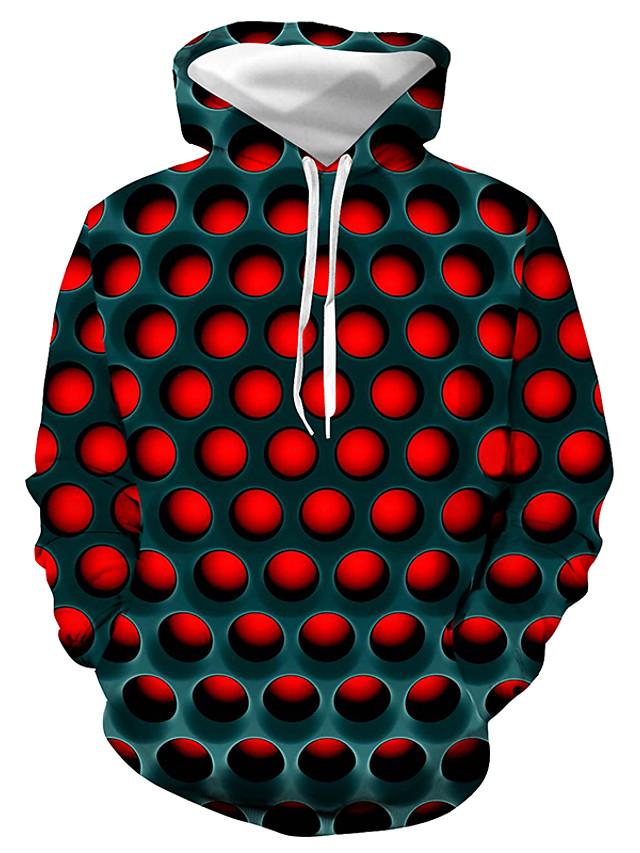 3D Geometric Color Block Printed Hooded Basic Pullover - Casual Hoodie