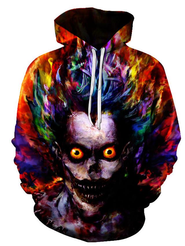 3D Printed Hooded Joker Crown Work Casual Loose Rainbow Hoodie