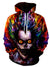 3D Printed Hooded Joker Crown Work Casual Loose Rainbow Hoodie